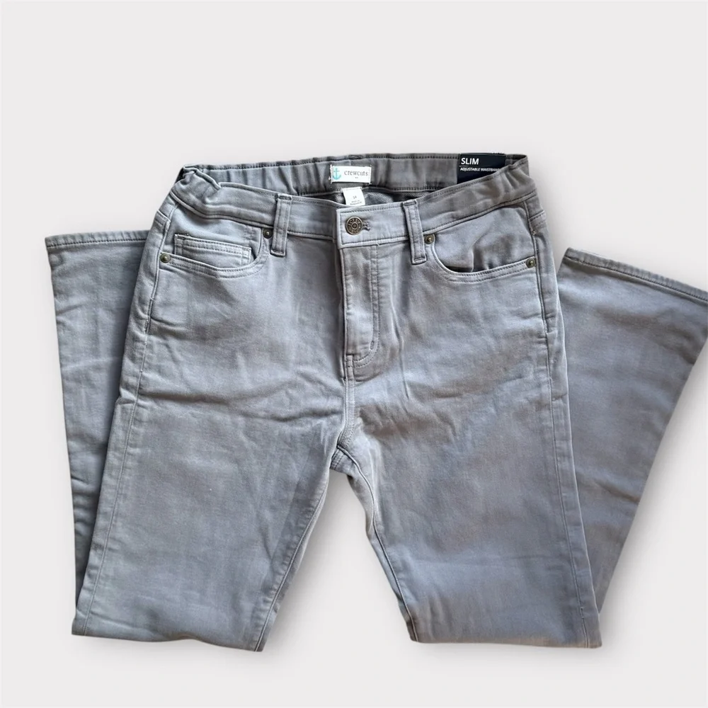 Crewcuts by J.Crew Boys Slim Fit Pants Gray Adjustable Waist Size 14 NEW W TAG